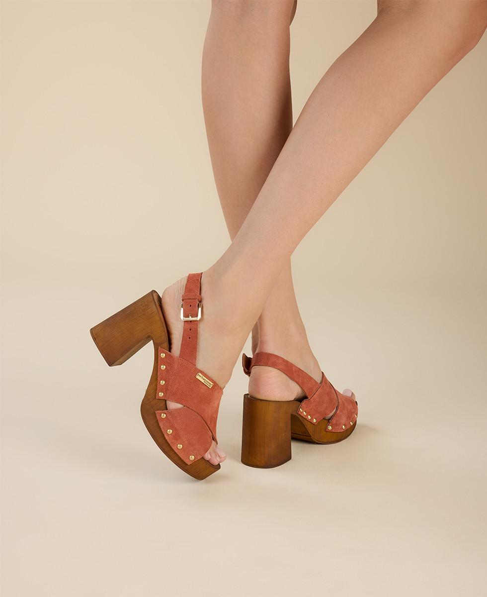 Les Tropeziennes TESSY Sandales 70's Femme à Talon Imitation Bois