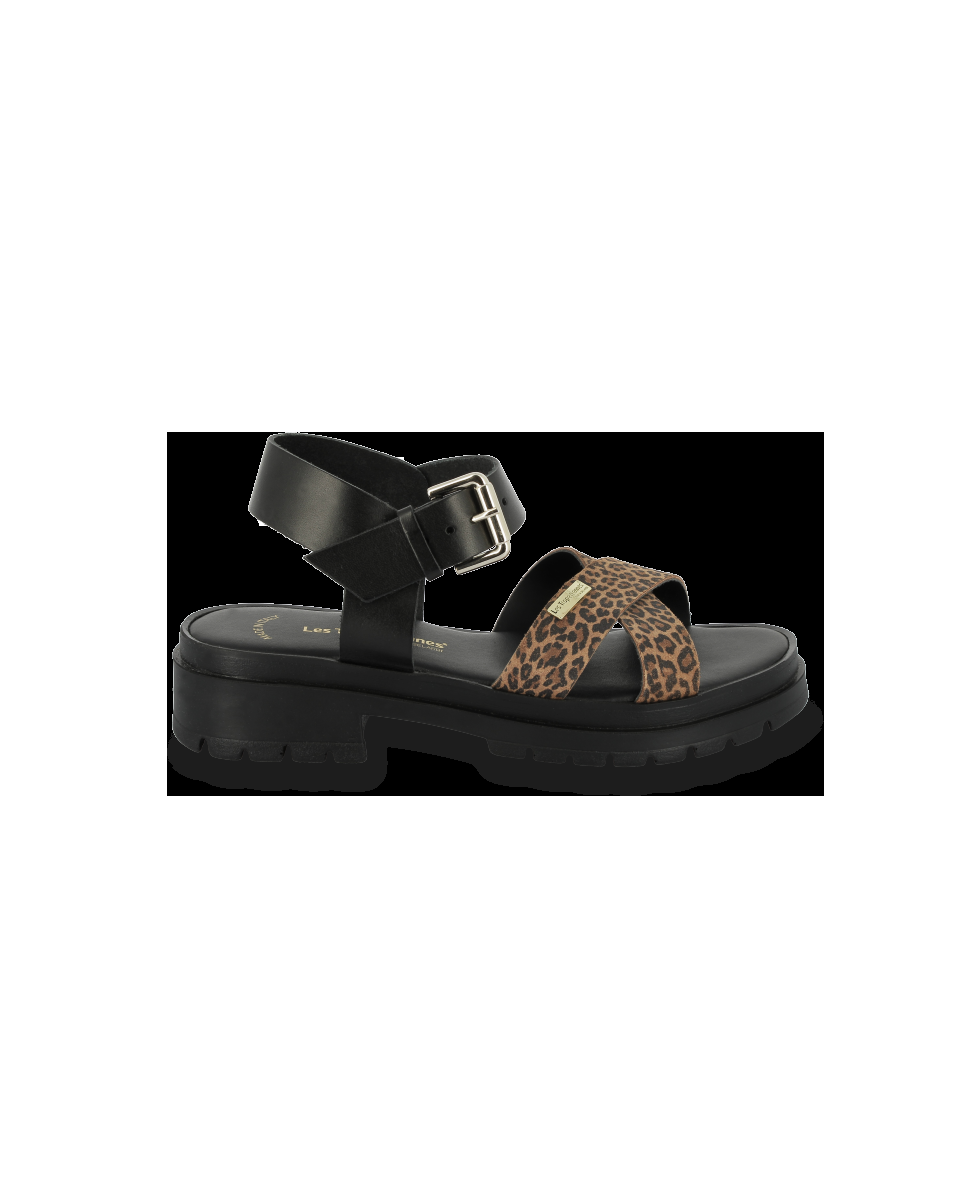 les tropeziennes TIHALEO Sandales femme en cuir imprimé léopard