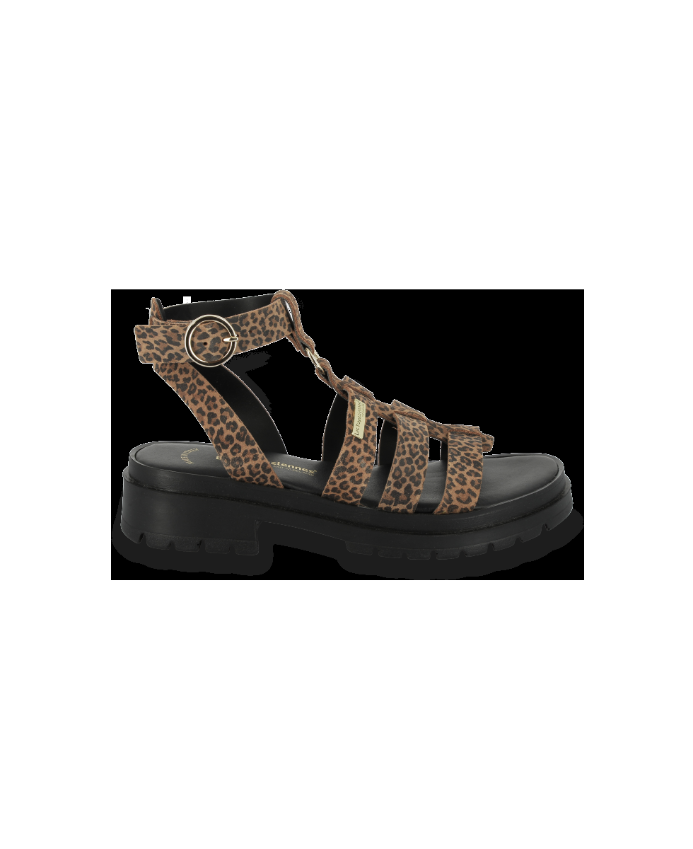 les tropeziennes TOBOLEO Sandales femme en cuir imprimé léopard