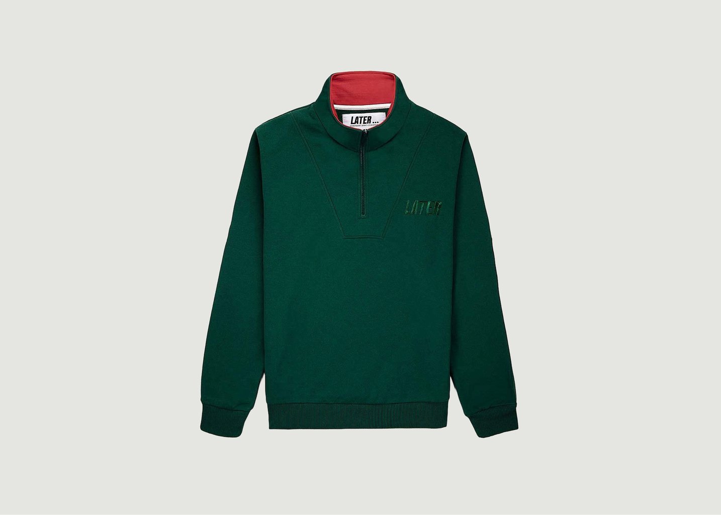 l'exception 12. Sweatshirt col zippé Vert Sapin Later