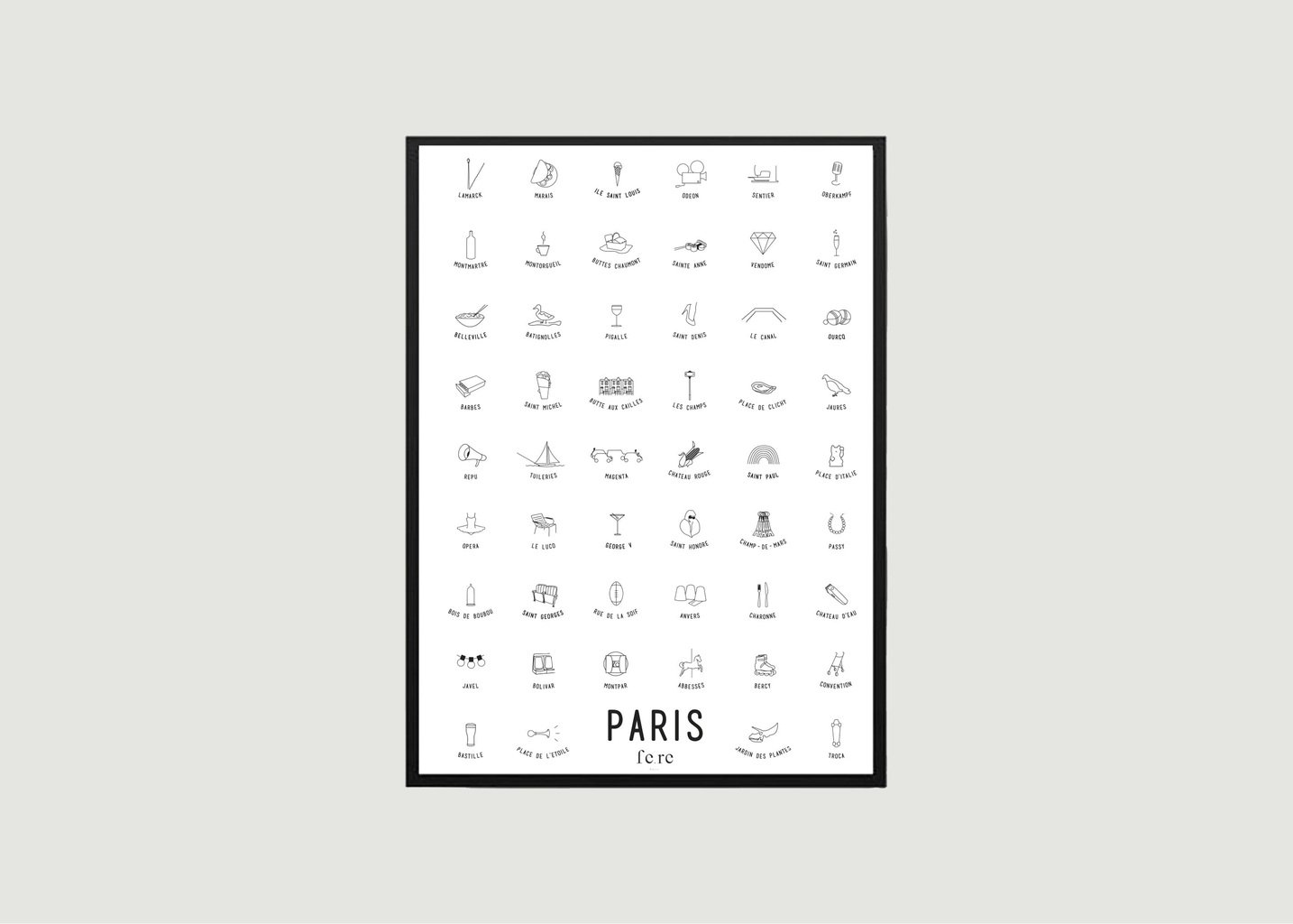 l'exception Affiche multi quartiers Paris Blanc Fere Paris