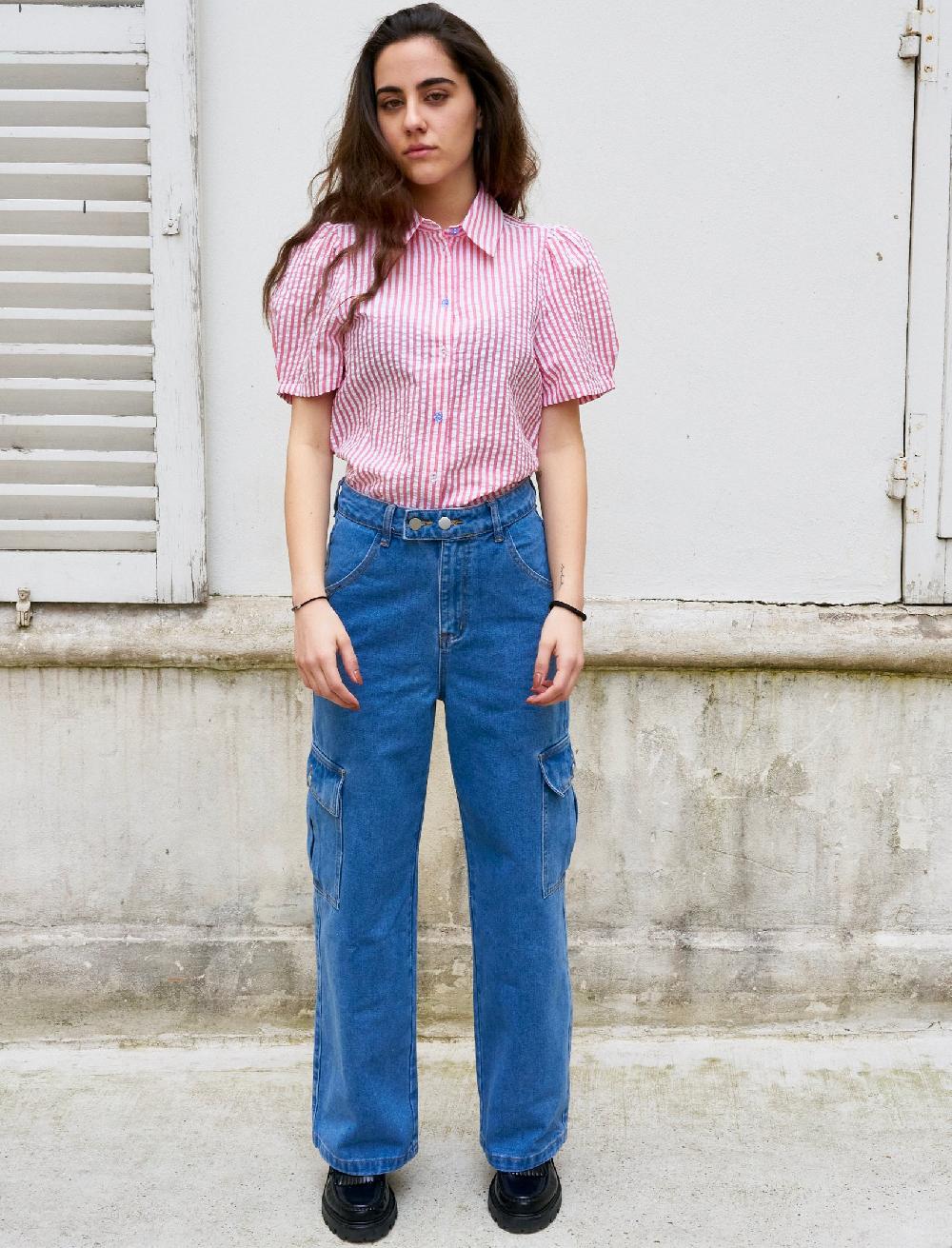 L'exception Alia S Chemise Rayée En Seersucker Rouge Erotokritos