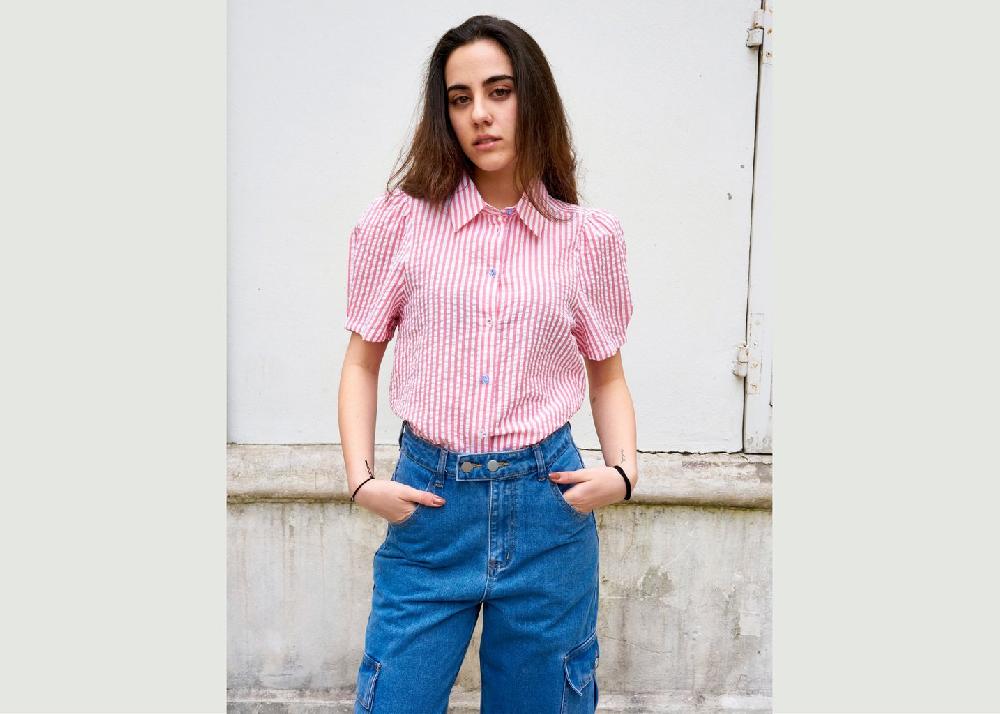 l'exception Alia s Chemise rayée en seersucker Rouge Erotokritos