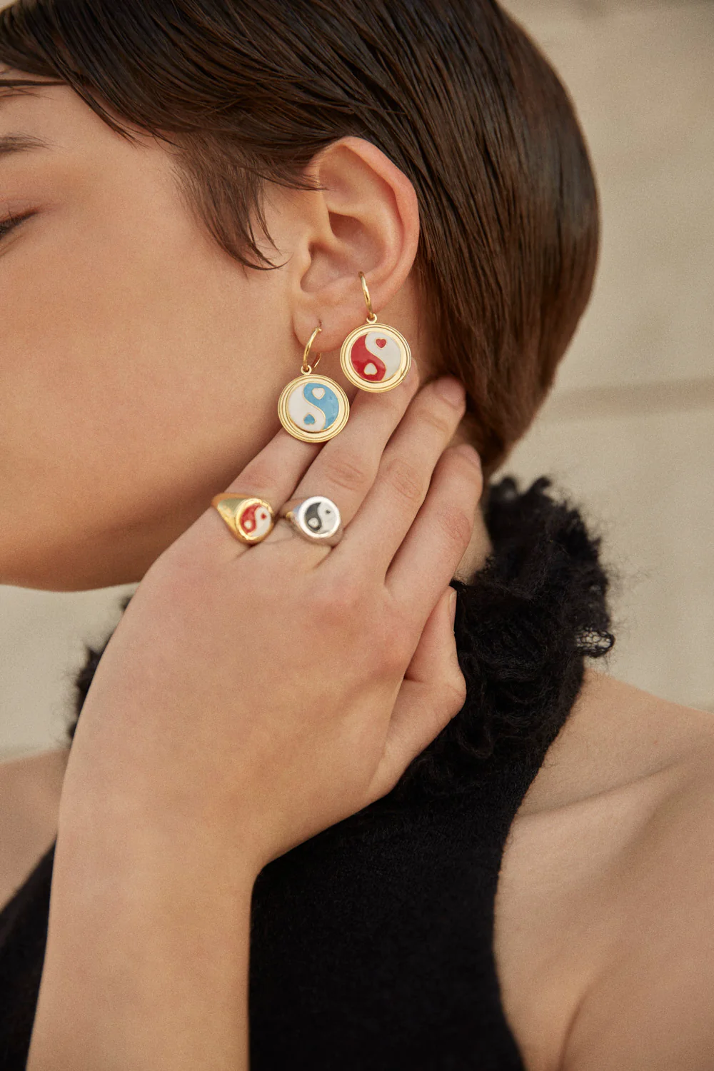 L'exception Bague Argent Noir Yin Yang Argent Wilhelmina Garcia