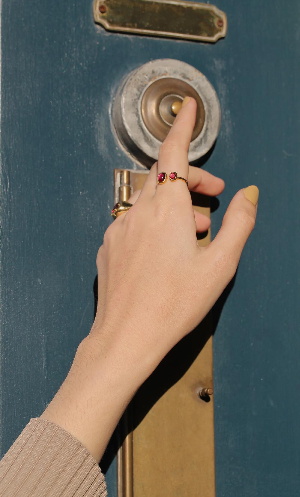 L'exception Bague Avec Grenats Duo Grenadine Vermeil Gamme Blanche