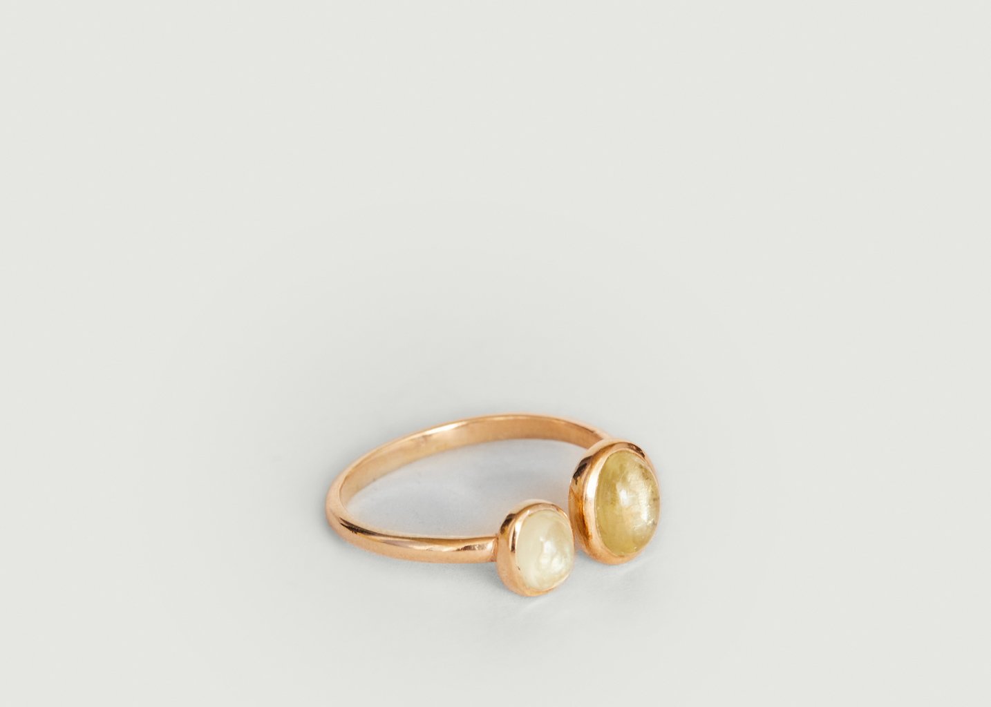 L'exception Bague Avec Quartz Duo Citron Vermeil Gamme Blanche