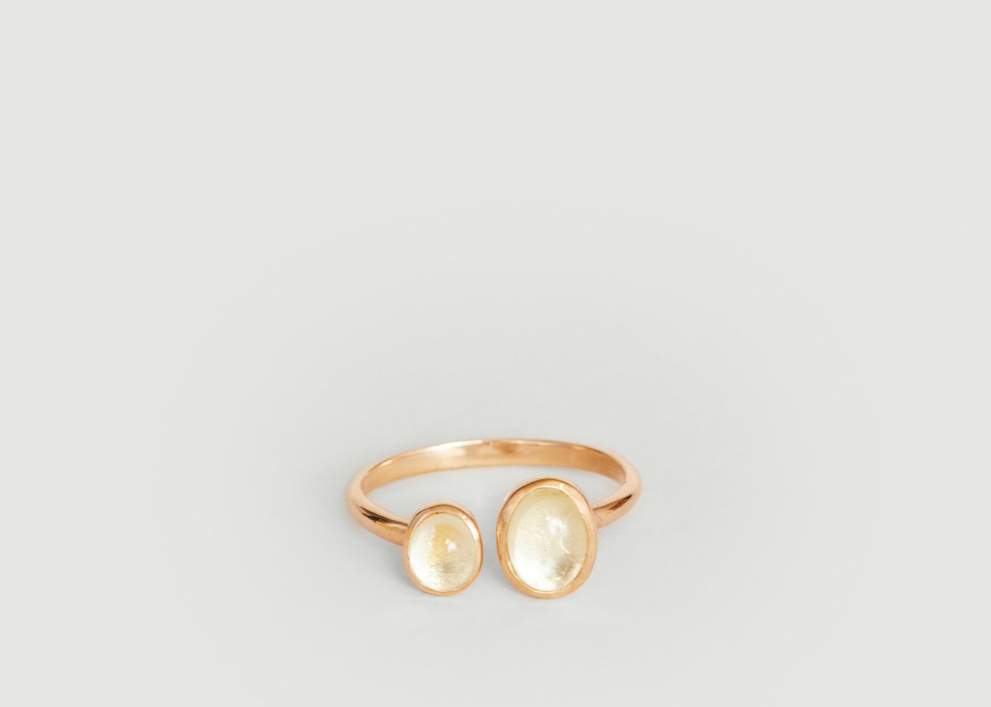 l'exception Bague avec quartz Duo Citron Vermeil Gamme Blanche