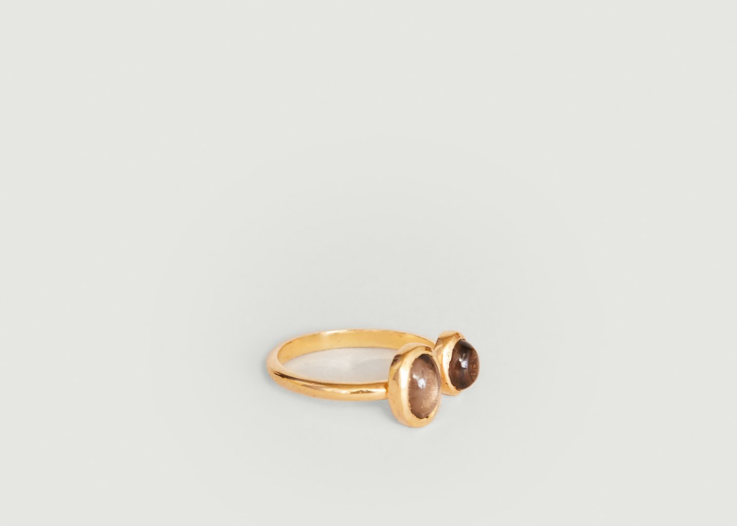 L'exception Bague Avec Quartz Duo Moka Vermeil Gamme Blanche