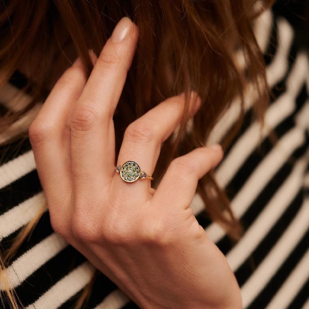 L'exception Bague Babystone 2 Peacock Or Sophie D'Agon