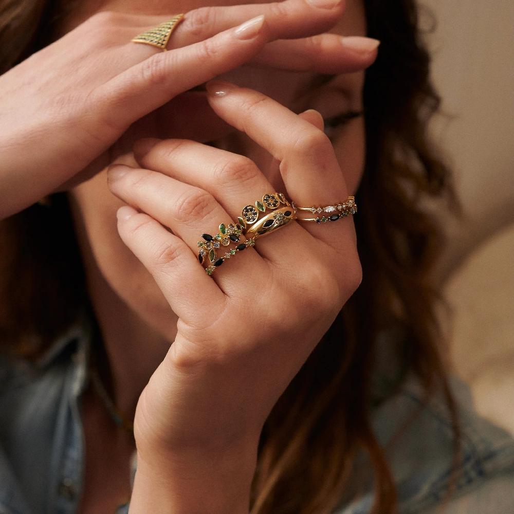L'exception Bague Camélia 1 Peacock Or Sophie D'Agon