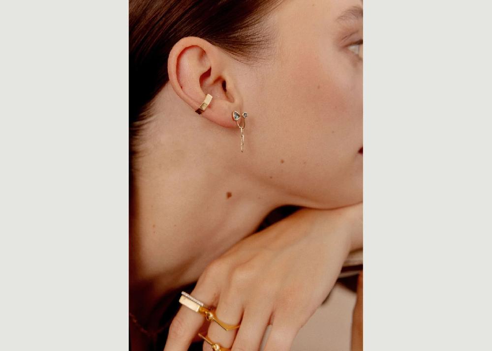 L'exception Bague D'oreille Ecrou En Argent Plaqué Or 14 Carats Or Gamme Blanche