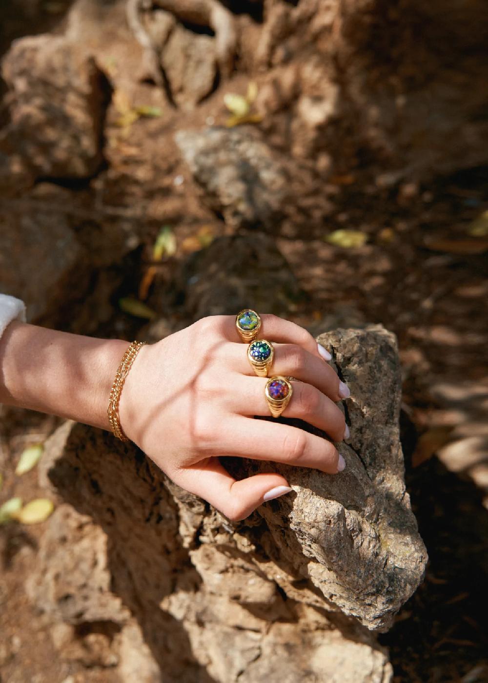 L'exception Bague Marbrée De Cristal Or Wilhelmina Garcia