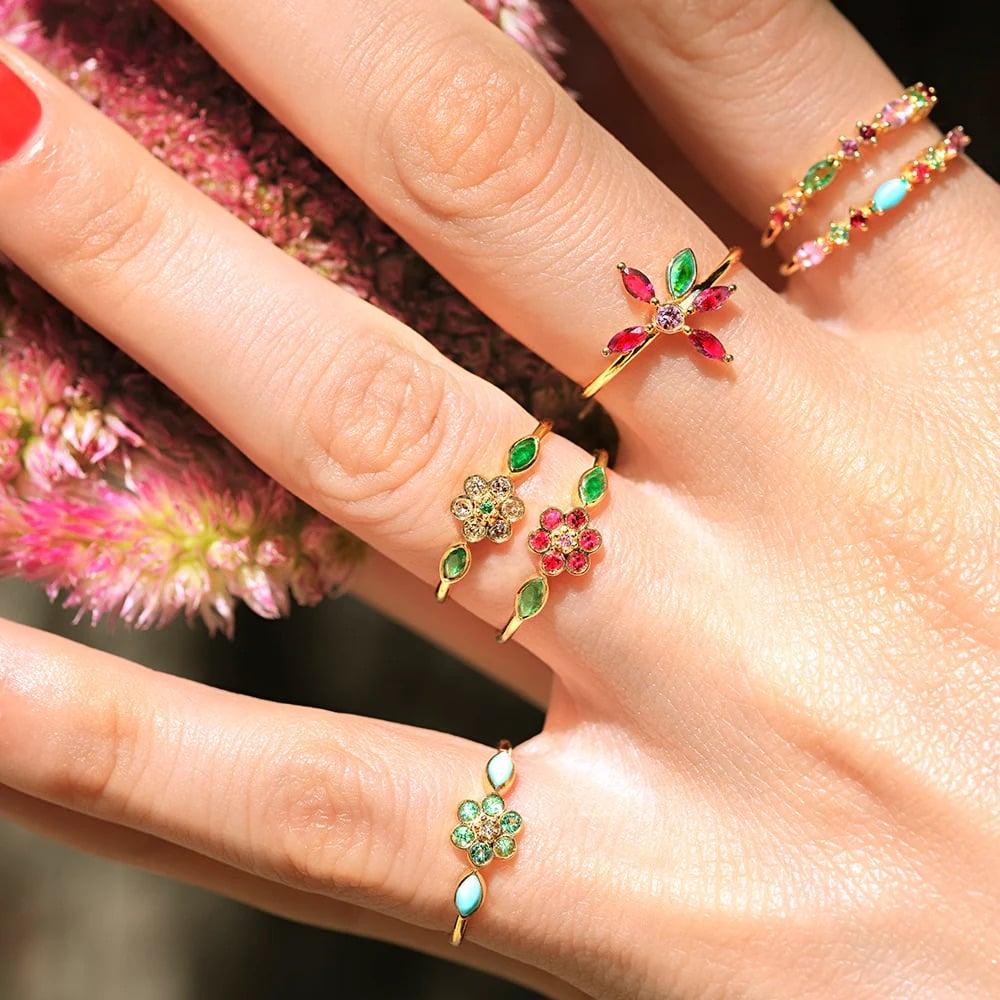 L'exception Bague Miniflower 1 Brume Or Sophie D'Agon