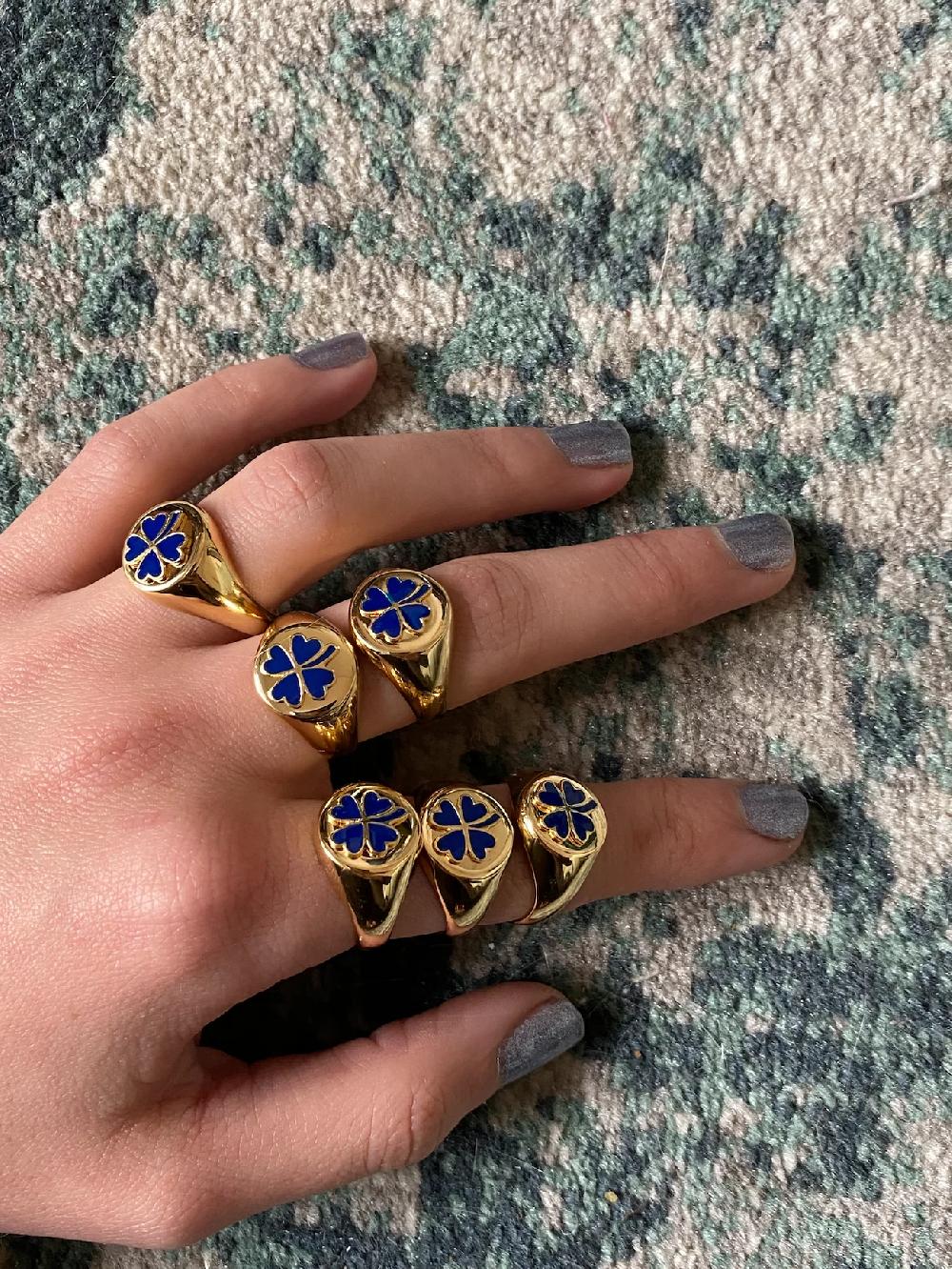 L'exception Bague Or Trèfle Bleu Or Wilhelmina Garcia