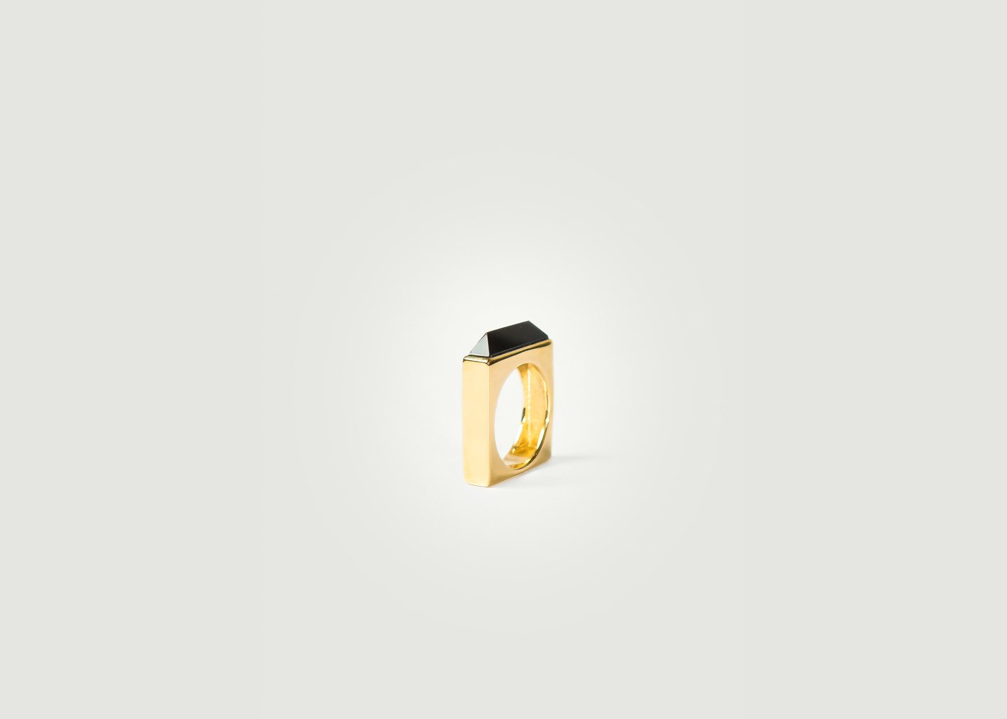 L'exception Bague Quadra En Argent Plaqué Or & Onyx Or Gamme Blanche