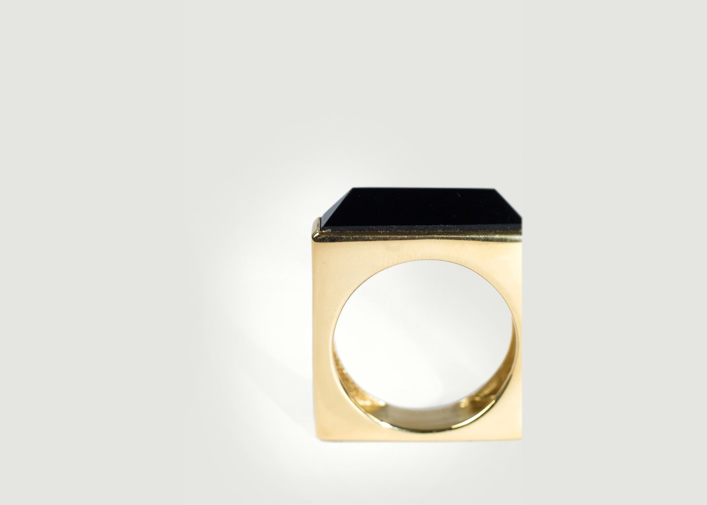 L'exception Bague Quadra En Argent Plaqué Or & Onyx Or Gamme Blanche