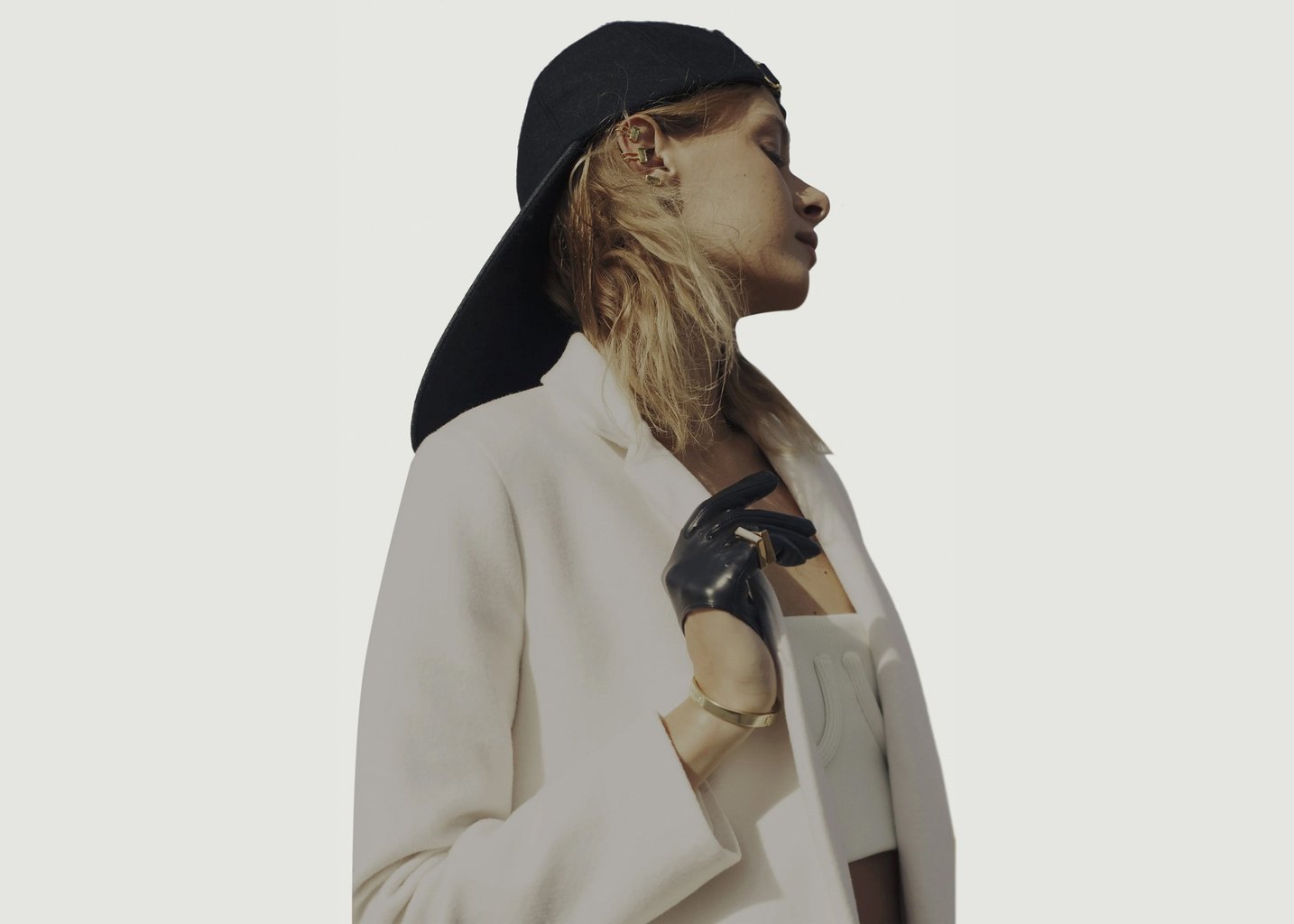 L'exception Bague Quadra En Argent Plaqué Or & Onyx Or Gamme Blanche