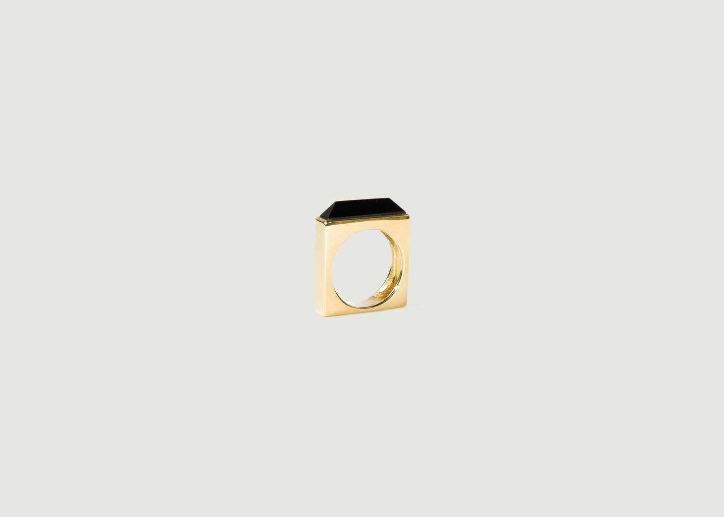 l'exception Bague Quadra en argent plaqué or & Onyx Or Gamme Blanche