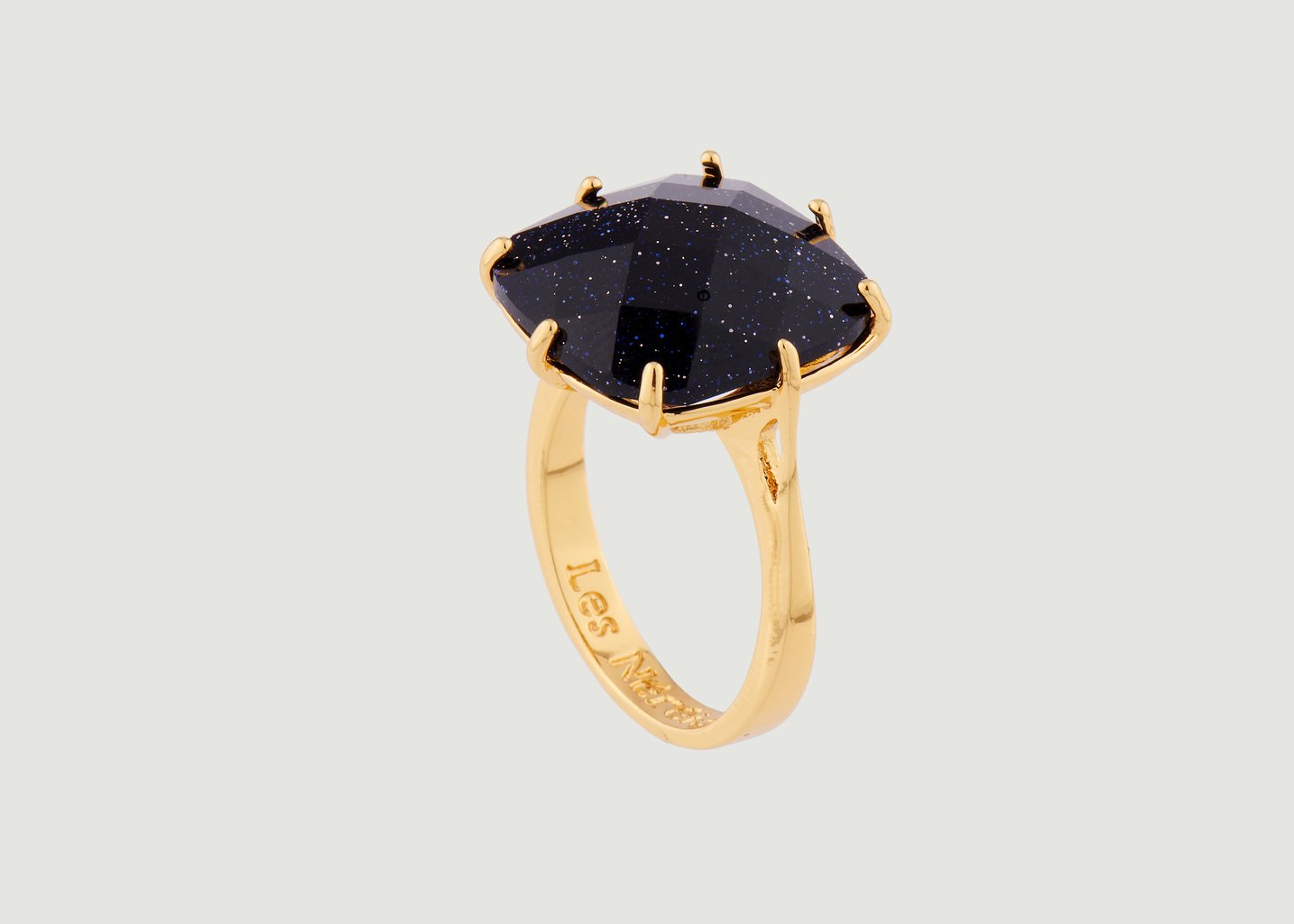 L'exception Bague Solitaire Pierre Carrée La Diamantine Bleu Marine Les Néréides
