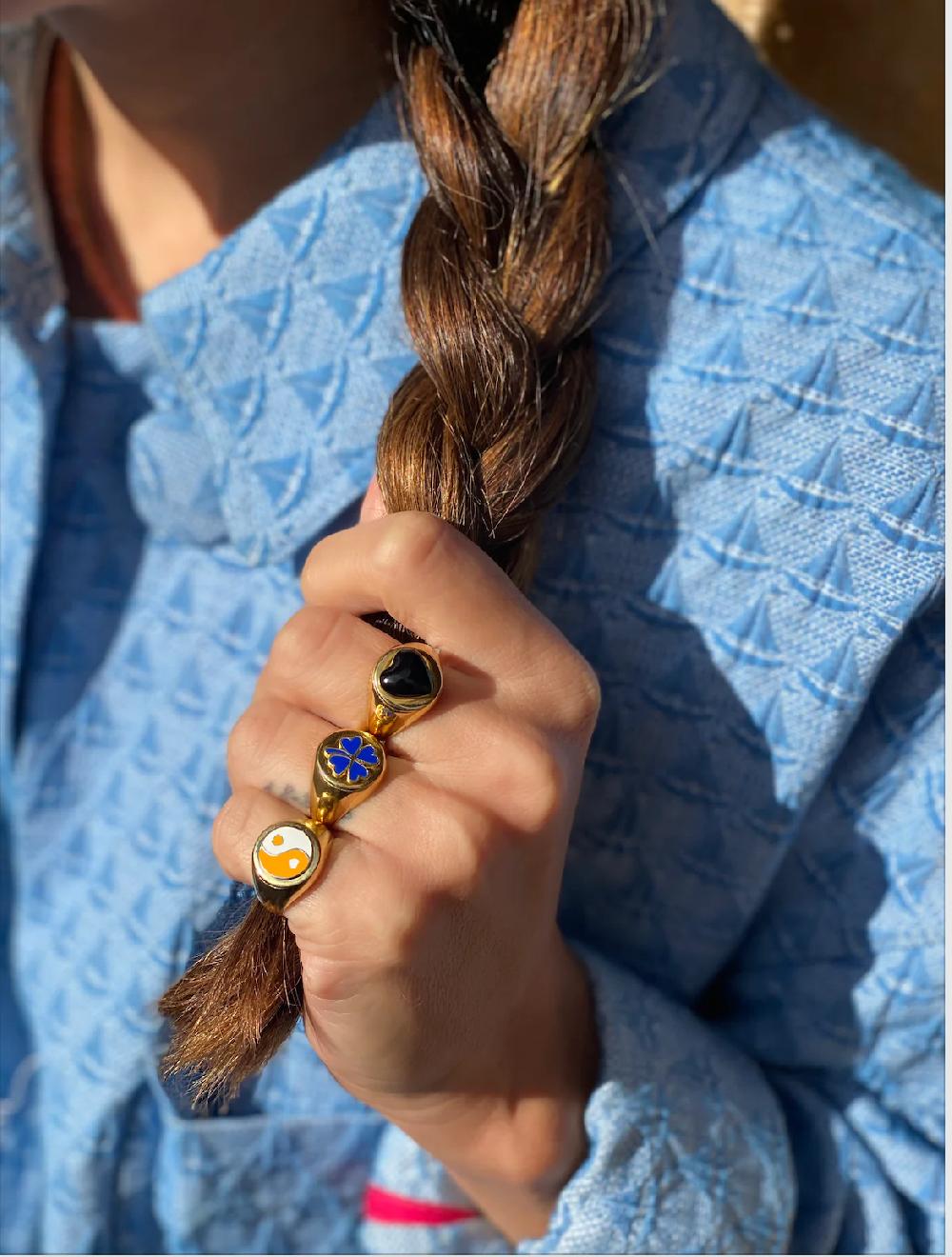 L'exception Bague Yin Yang Mandarine Dorée Or Wilhelmina Garcia