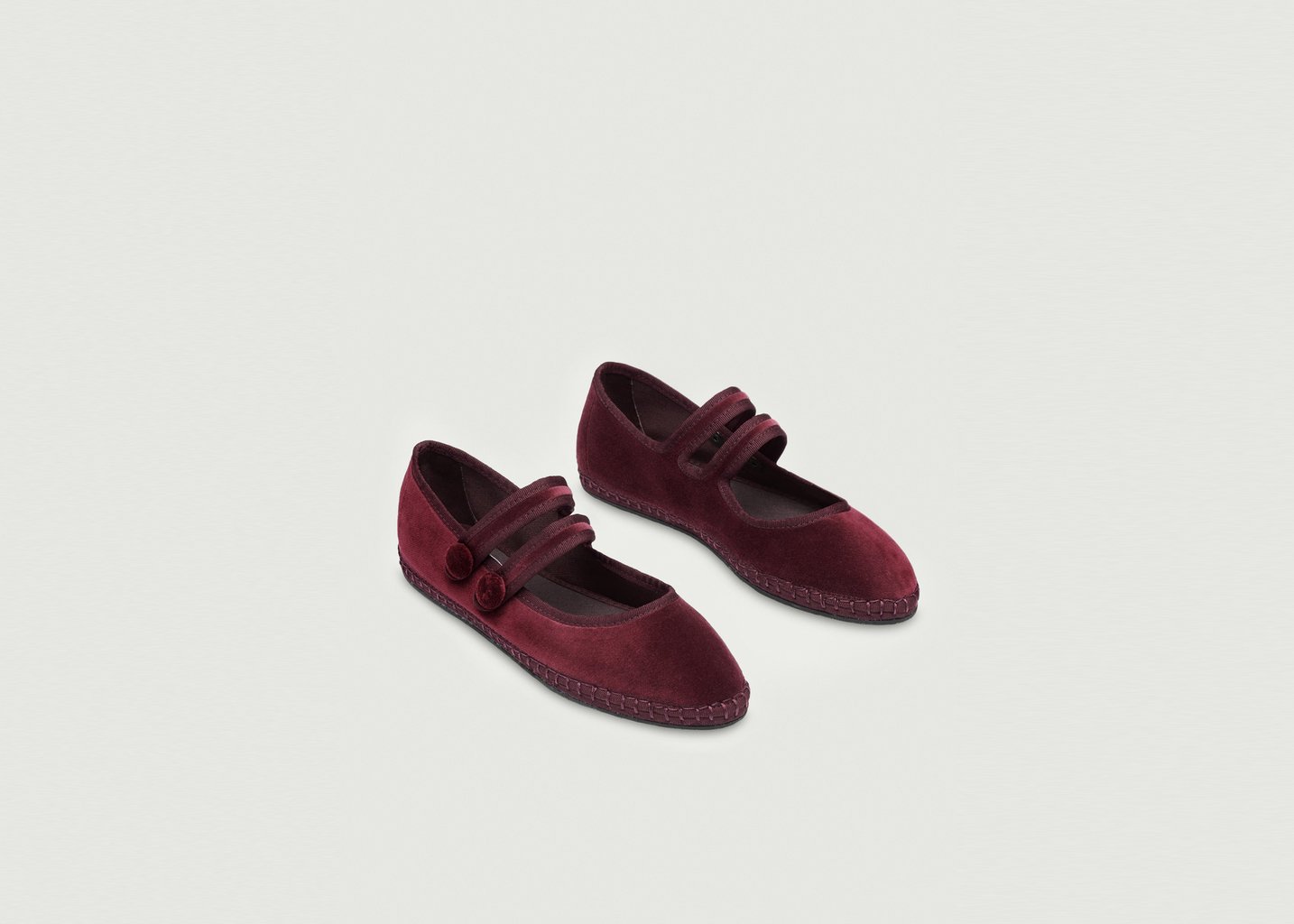 L'exception Ballerine Antoine En Velours Bordeaux Flabelus