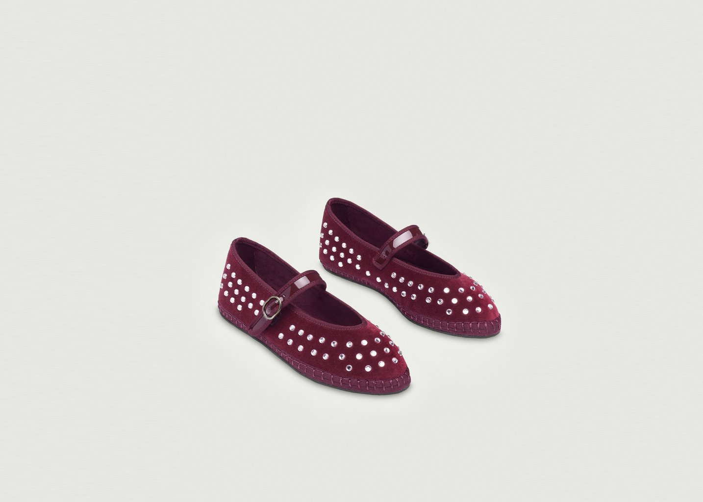 L'exception Ballerine Mae En Velours Bordeaux Flabelus