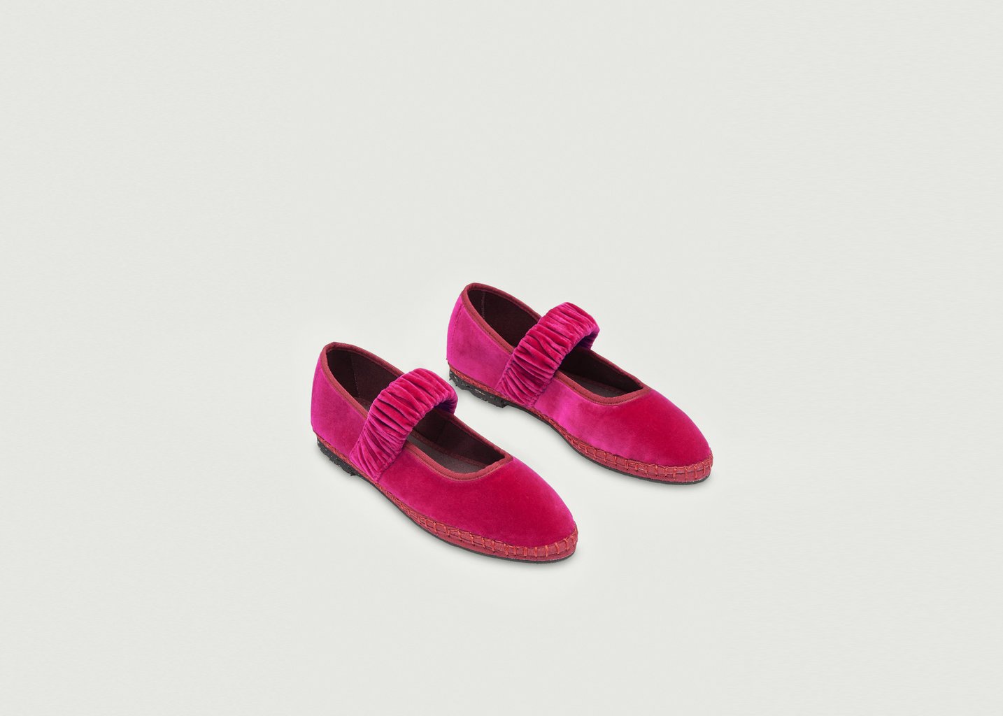 L'exception Ballerine Mafalda En Velours Rose Flabelus