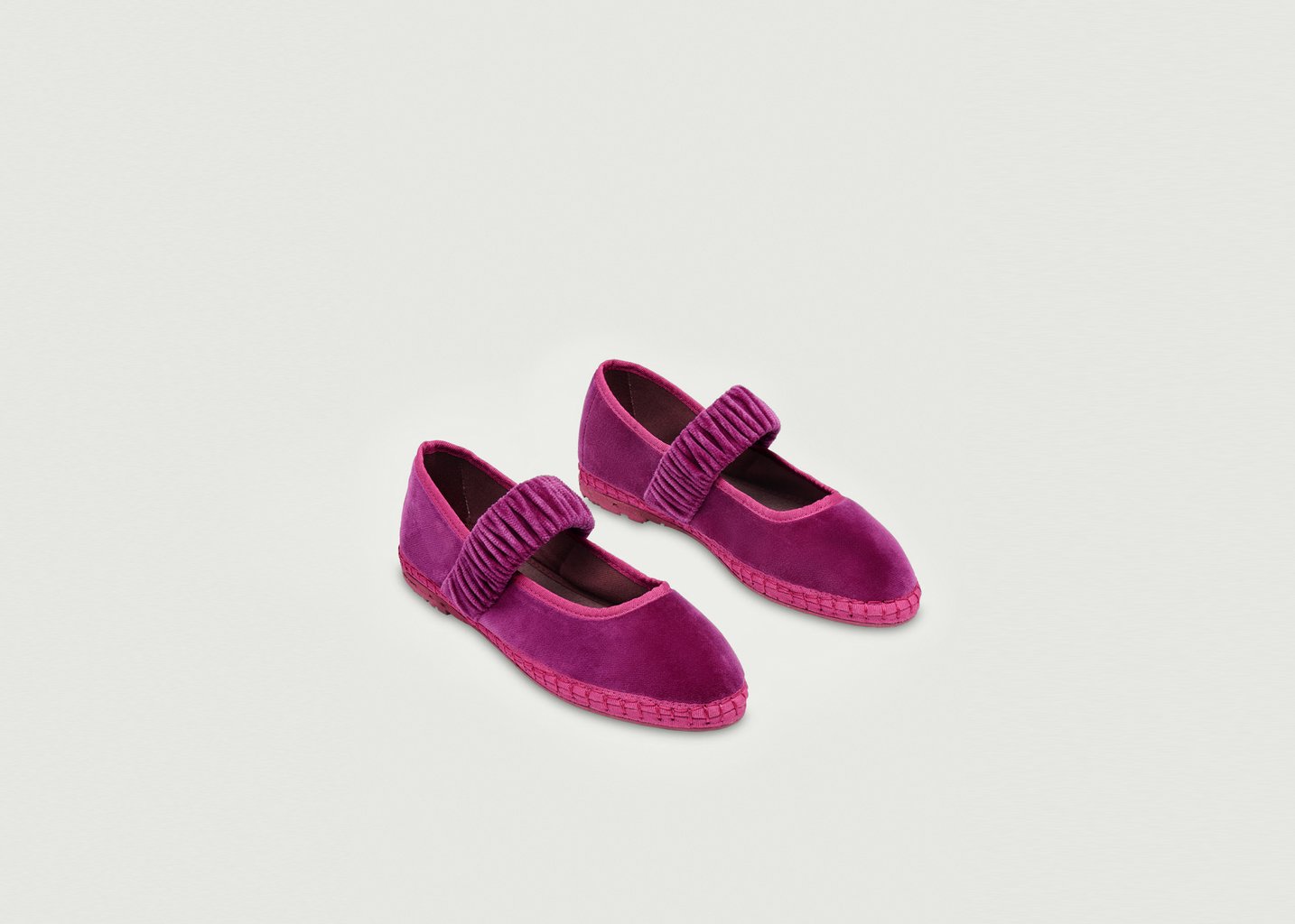 L'exception Ballerine Mafalda En Velours Rose Flabelus