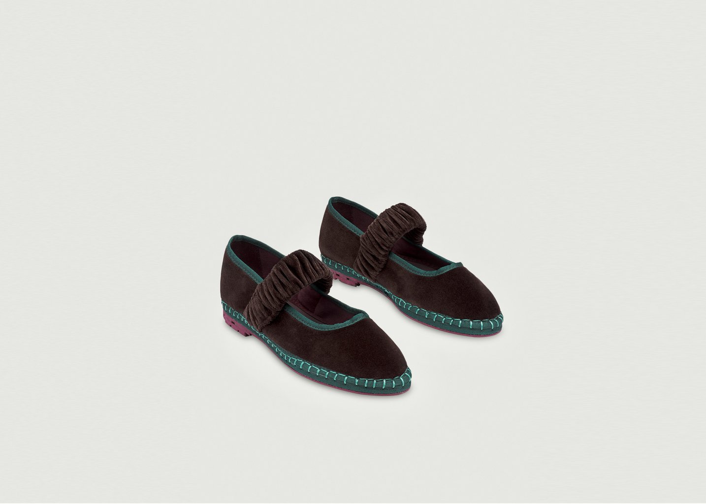 L'exception Ballerine Mafalda Kelly En Velours Marron Flabelus