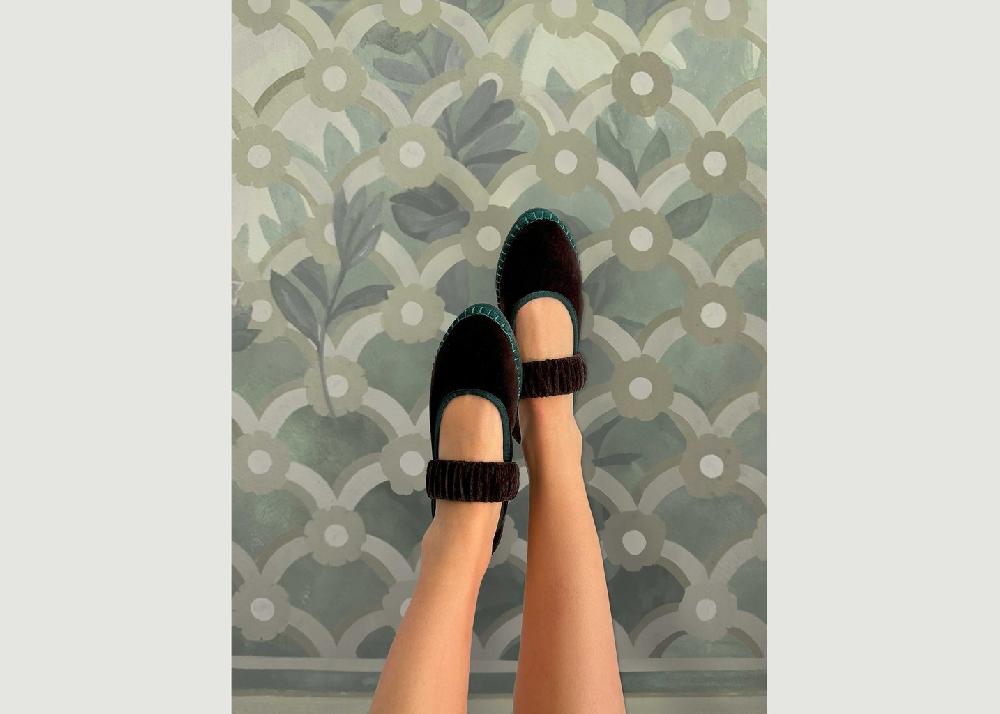 L'exception Ballerine Mafalda Kelly En Velours Marron Flabelus