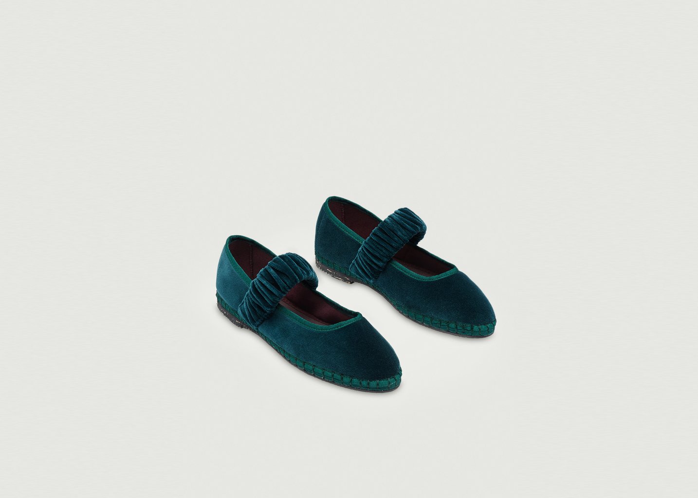 L'exception Ballerine Mafalda Leonor En Velours Vert Bouteille Flabelus