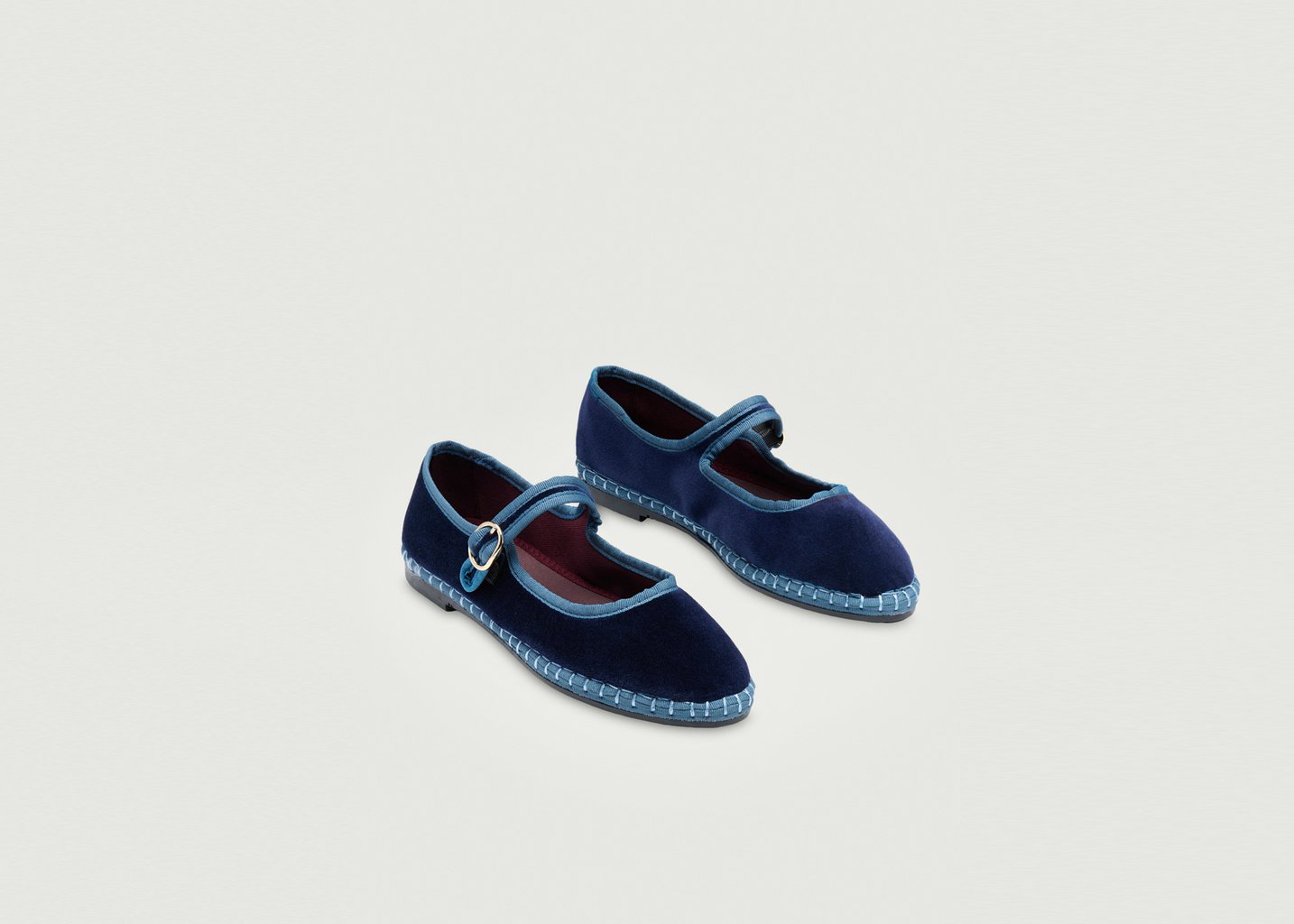 L'exception Ballerine Montague En Velours Bleu Flabelus