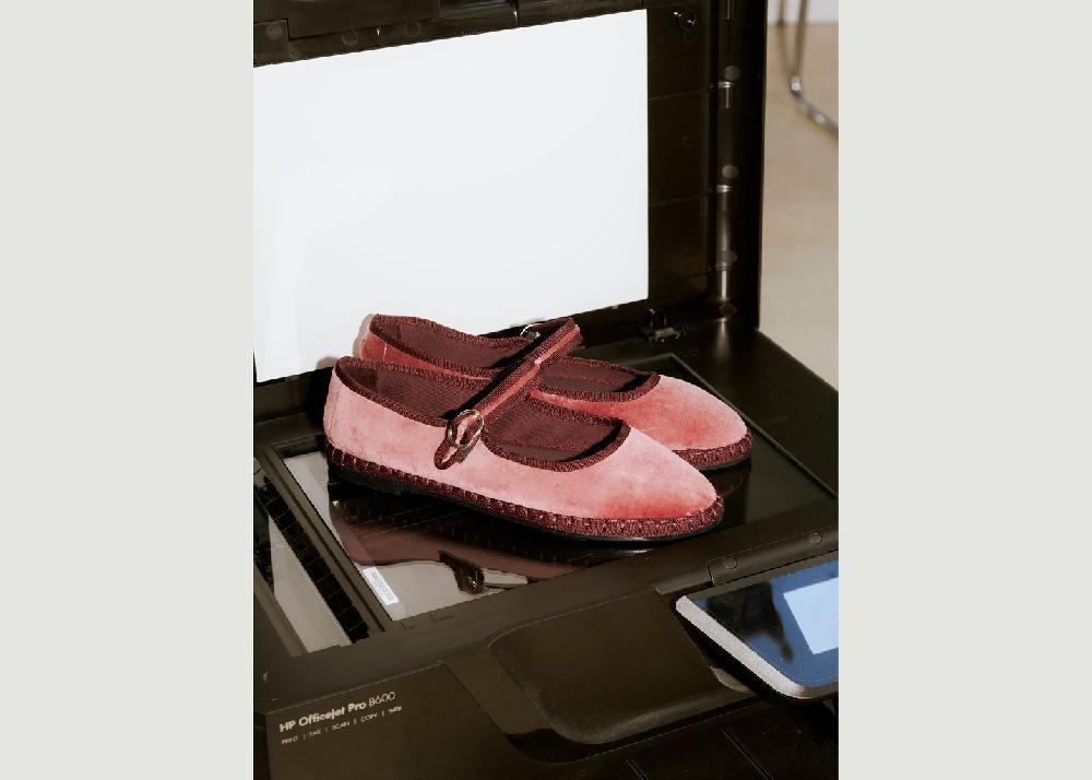 L'exception Ballerine O'Brien En Velours Rose Flabelus