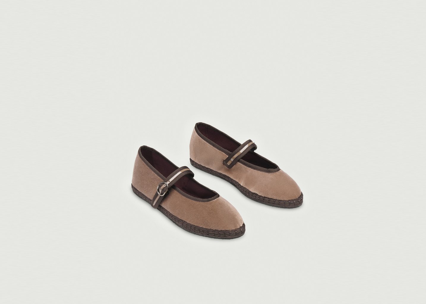 L'exception Ballerine Pierre En Velours Beige Flabelus