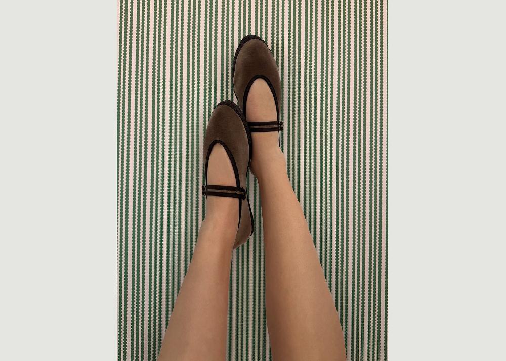 L'exception Ballerine Pierre En Velours Beige Flabelus