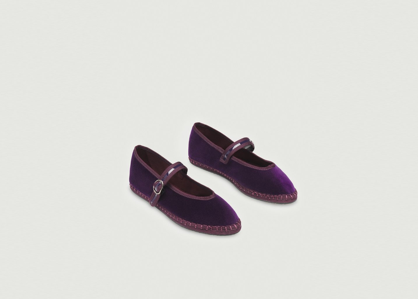 L'exception Ballerine Pierre En Velours Violet Flabelus