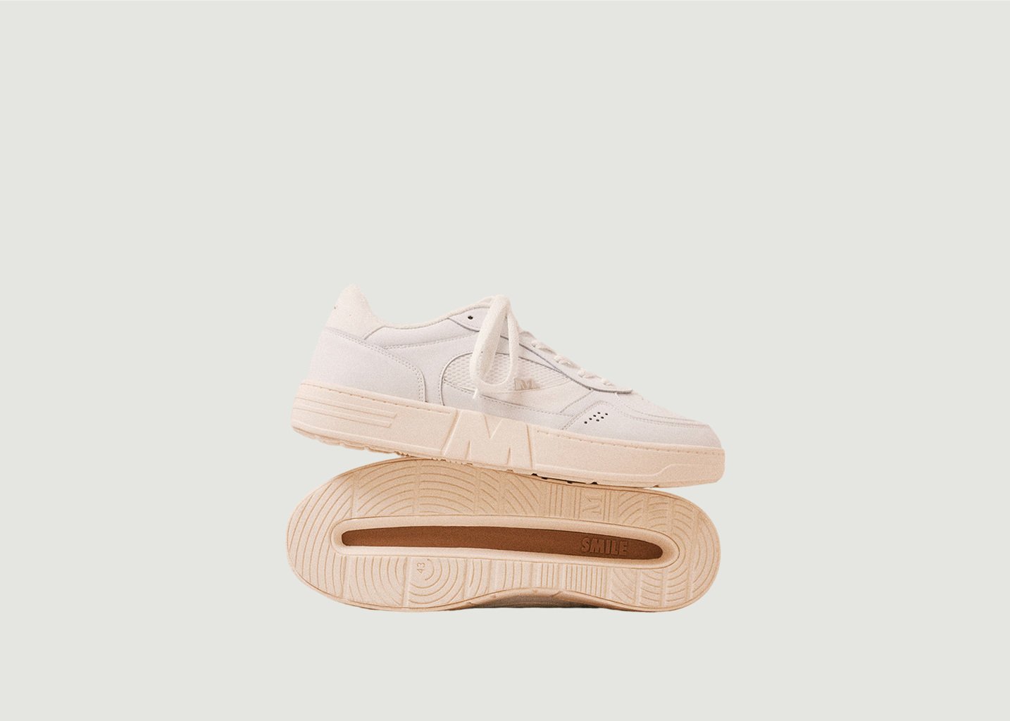 L'exception Baskets Basses Aimé Cuir Recyclé Et Suède Vegan Blanc Odaje Ex M.Moustache