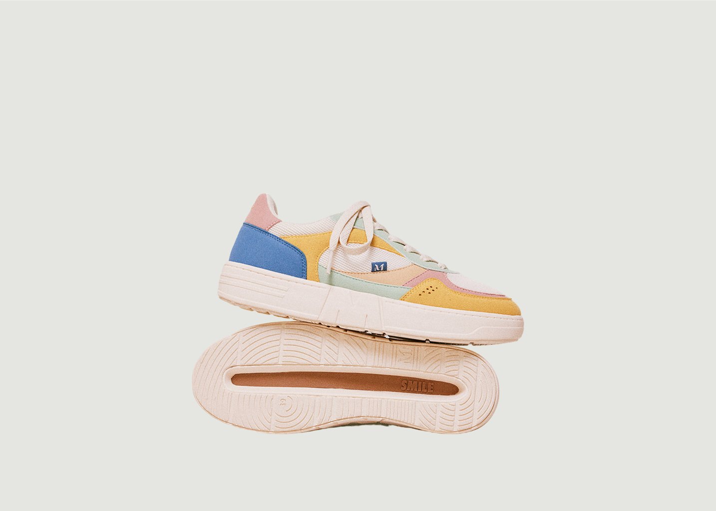 L'exception Baskets Basses Aimée Suède Vegan Et Mesh Multicolore Odaje Ex M.Moustache