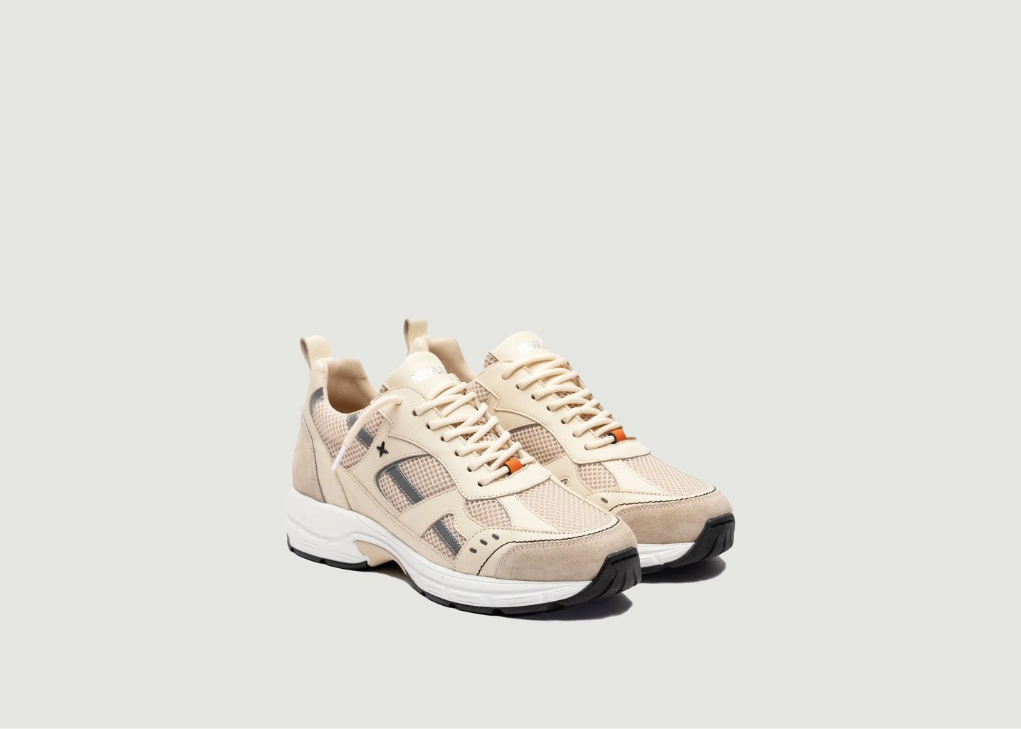 l'exception Baskets Meta en cuir et daim Beige Newlab