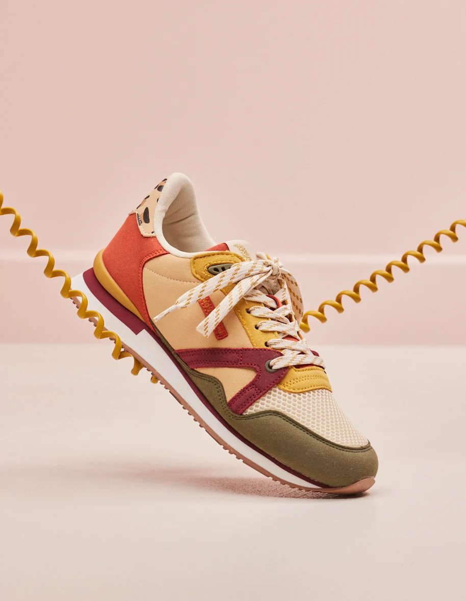 L'exception Baskets Running Andrée Suède Vegan Et Mesh Multicolore Odaje Ex M.Moustache