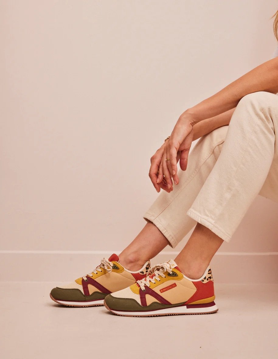 L'exception Baskets Running Andrée Suède Vegan Et Mesh Multicolore Odaje Ex M.Moustache