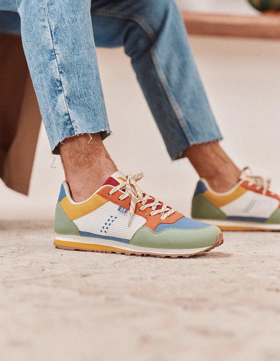 L'exception Baskets Running Gabriel Suède Vegan Et Mesh Multicolore Odaje Ex M.Moustache