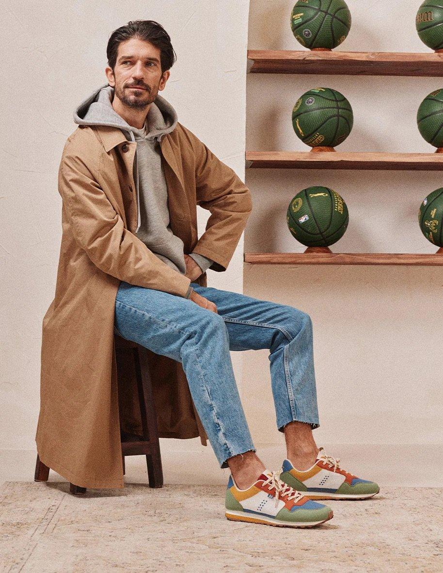 L'exception Baskets Running Gabriel Suède Vegan Et Mesh Multicolore Odaje Ex M.Moustache