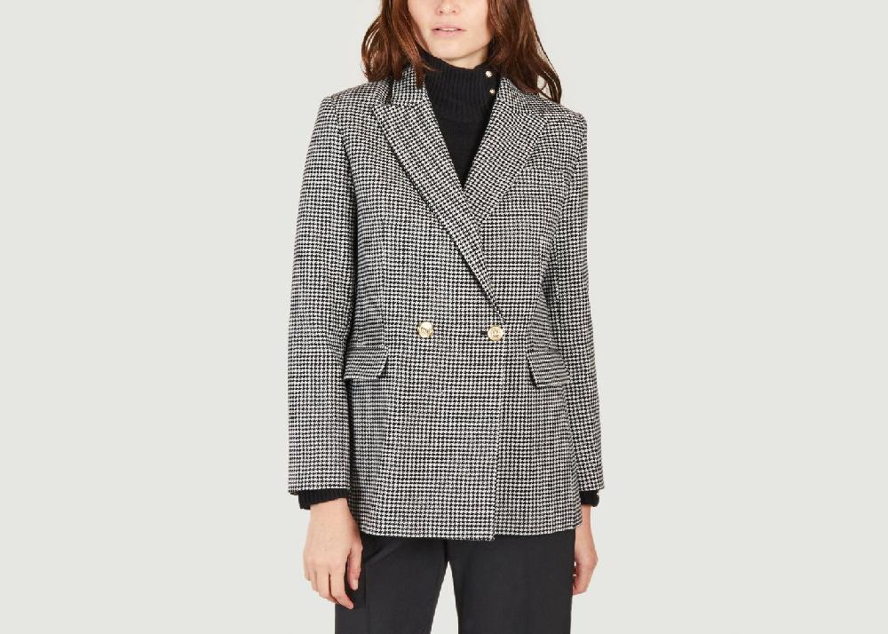 l'exception Blazer motif pied de poule Vitelane Multicolore Maje