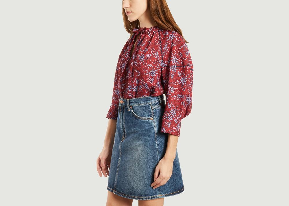 L'exception Blouse Col Noué Imprimé Fleuri Rouge See By Chloé