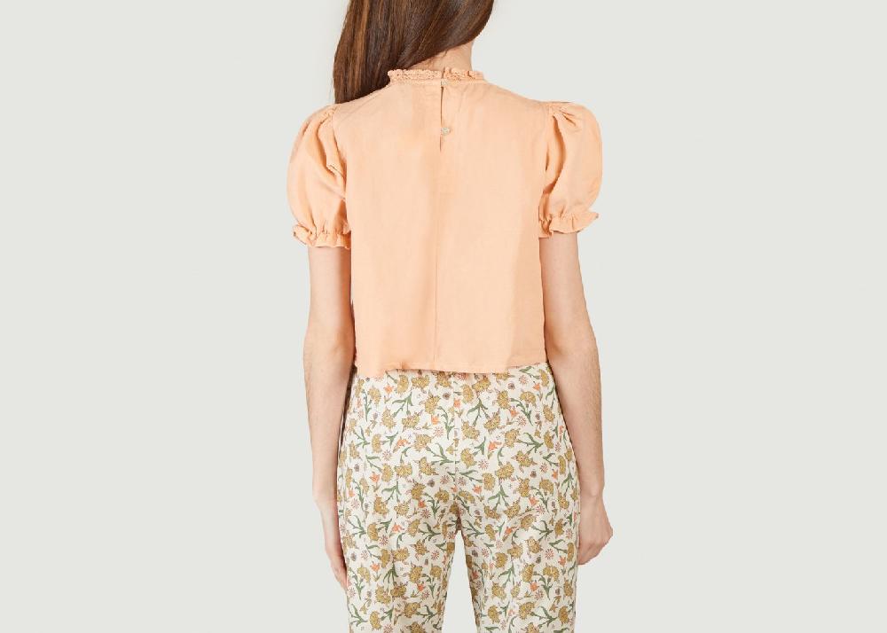 L'exception Blouse Courte En Coton Et Lin Ginevra Pêche The New Society