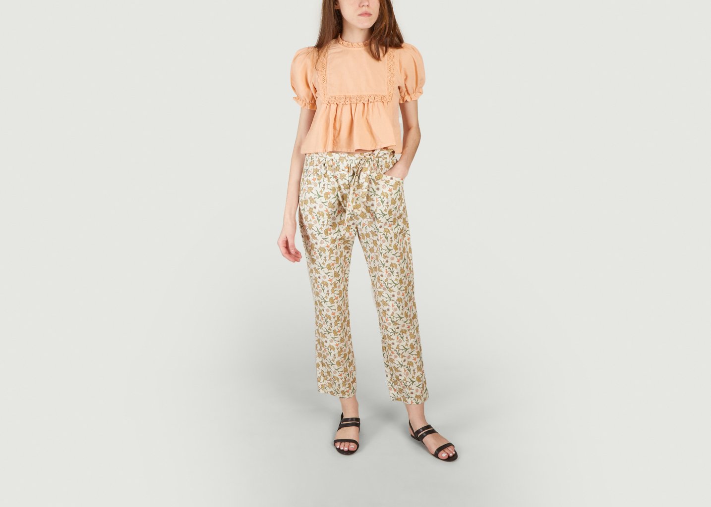 L'exception Blouse Courte En Coton Et Lin Ginevra Pêche The New Society