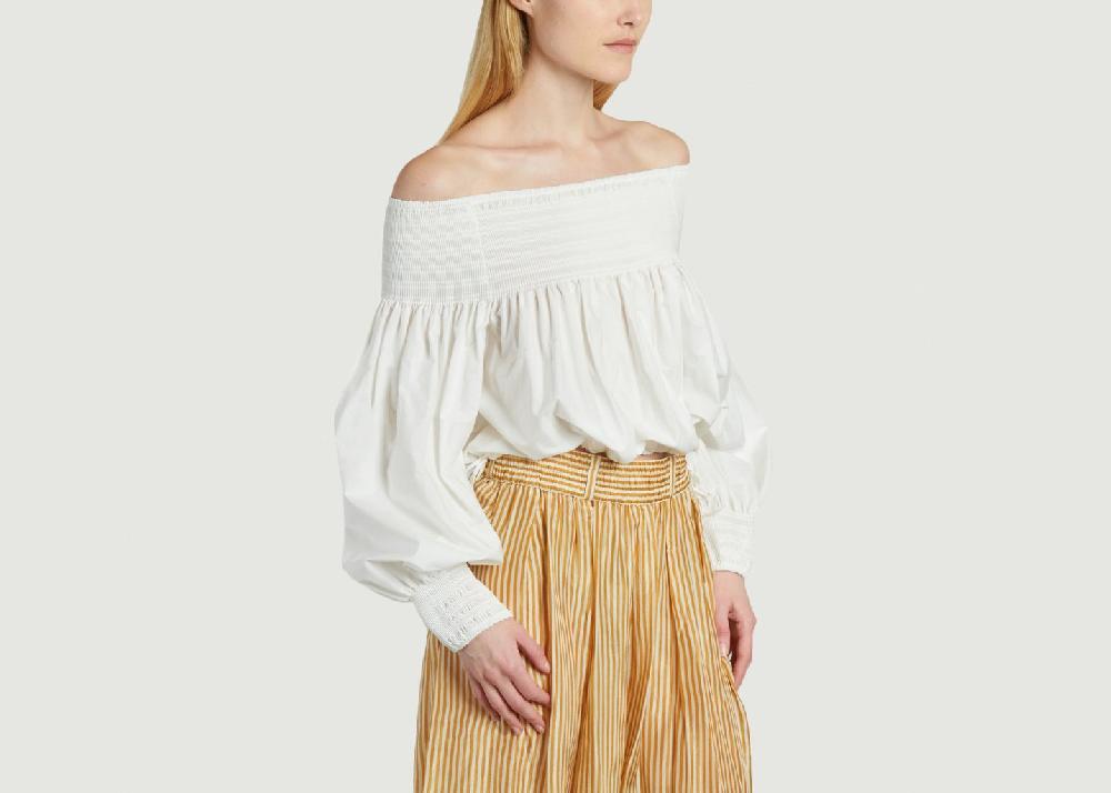 L'exception Blouse Courte En Coton Pyrite Blanc Mes Demoiselles