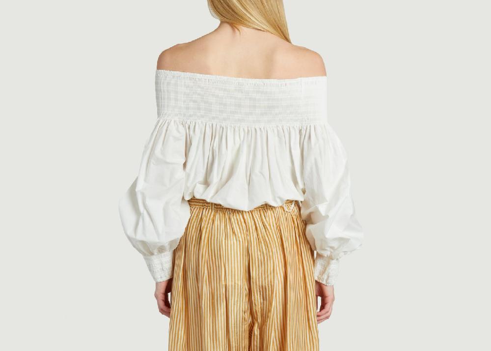 L'exception Blouse Courte En Coton Pyrite Blanc Mes Demoiselles