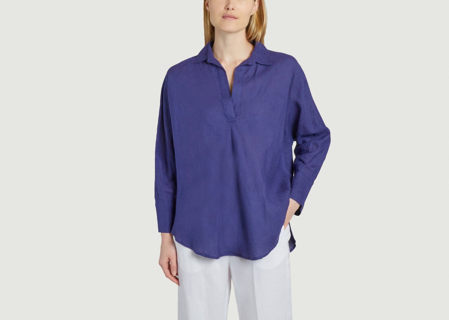 L'exception Blouse En Lin Ciccio Bleu Roi Mes Demoiselles